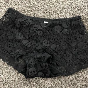 black skull lace panties